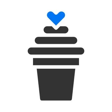 Ice cream icon solid blue grey style valentine illustration vector element .. 스톡 일러스트