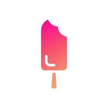 Ice cream icon solid gradient pink yellow summer beach symbol illustration. Stock Illustration