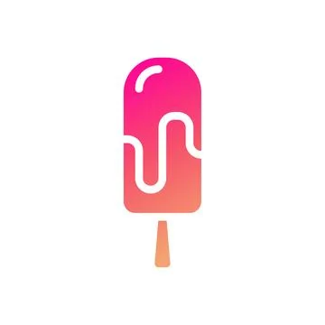 Ice cream icon solid gradient pink yellow summer beach symbol illustration. Illustrazione stock