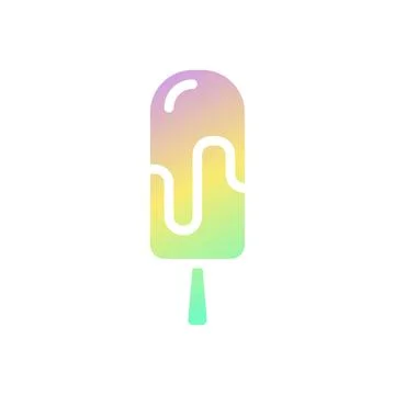 Ice cream icon solid gradient purple yellow green summer beach symbol illus.. Stock Illustration