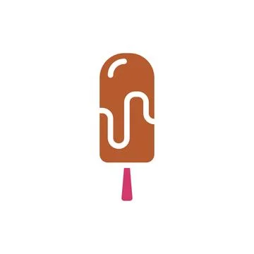 Ice cream icon solid red brown summer beach symbol illustration. 스톡 일러스트