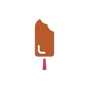 Ice cream icon solid red brown summer beach symbol illustration. Stock Illustration
