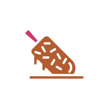 Ice cream icon solid red brown summer beach symbol illustration. 스톡 일러스트