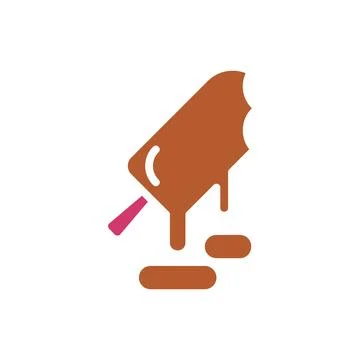 Ice cream icon solid red brown summer beach symbol illustration. 스톡 일러스트