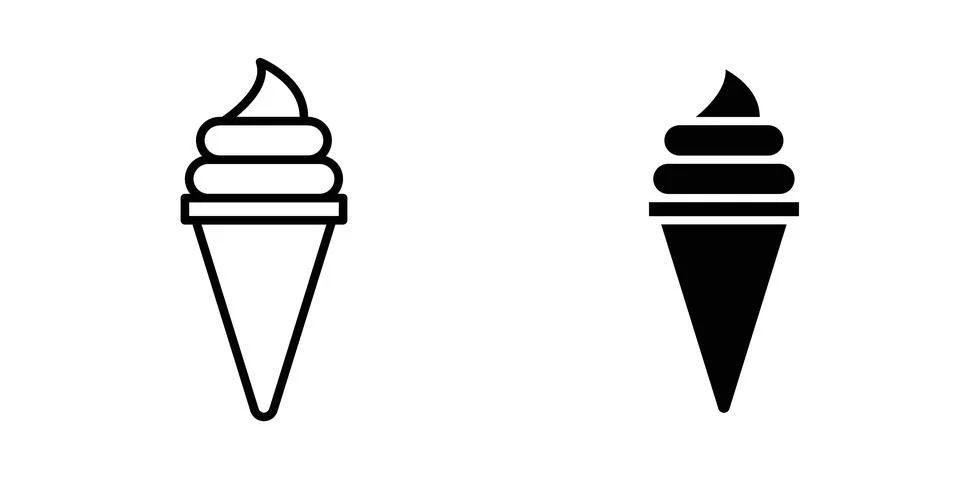 Ice cream icon vector concepts, line and silhouette style Stock Illustration