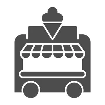 Ice Cream Kiosk solid icon, Amusement park concept, Mobile store sign on white 스톡 일러스트