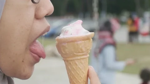 Ice Cream Licking Stock Footage 138300899
