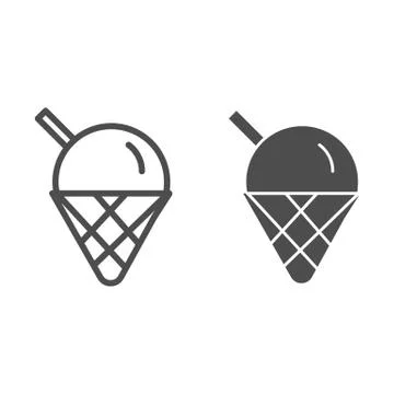 Ice cream line and solid icon. Cute ice cream cone dessert illustration isolated Stockillustratie