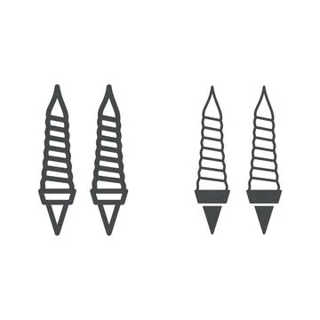 Ice cream line and solid icon, street food concept, korean tall icecream cone Stock Illustration