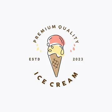 Ice Cream Logo, Vector Fresh Sweet Soft Cold Food, Simple Minimalist Inspir.. Stock Illustration