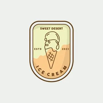 Ice Cream Logo, Vector Fresh Sweet Soft Cold Food, Simple Minimalist Inspir.. Stock Illustration