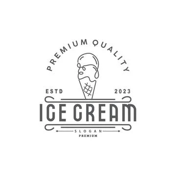 Ice Cream Logo, Vector Fresh Sweet Soft Cold Food, Simple Minimalist Inspir.. Stock Illustration