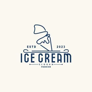 Ice Cream Logo, Vector Fresh Sweet Soft Cold Food, Simple Minimalist Inspir.. Ilustração Stock