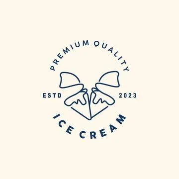 Ice Cream Logo, Vector Fresh Sweet Soft Cold Food, Simple Minimalist Inspir.. Stock Illustration