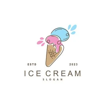 Ice Cream Logo, Vector Fresh Sweet Soft Cold Food, Simple Minimalist Inspir.. Stock Illustration