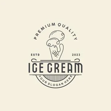Ice Cream Logo, Vector Fresh Sweet Soft Cold Food, Simple Minimalist Inspir.. Ilustração Stock