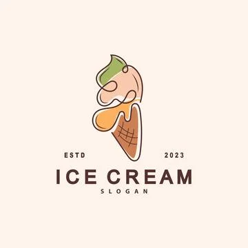 Ice Cream Logo, Vector Fresh Sweet Soft Cold Food, Simple Minimalist Inspir.. Stock Illustration