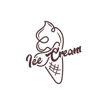 Ice Cream Logo, Vector Fresh Sweet Soft Cold Food, Simple Minimalist Inspir.. Stock Illustration