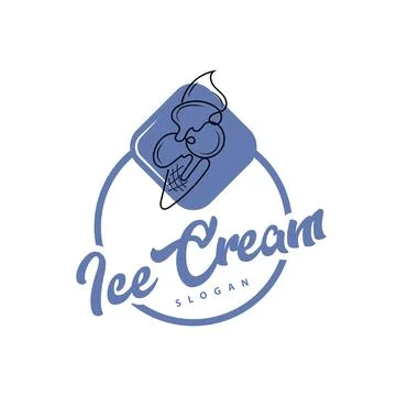 Ice Cream Logo, Vector Fresh Sweet Soft Cold Food, Simple Minimalist Inspir.. Stock Illustration