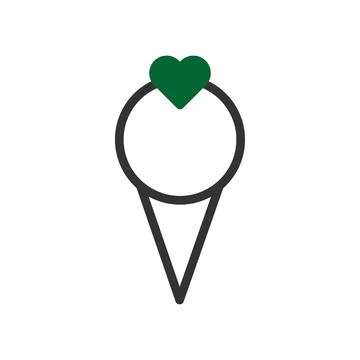 Ice cream love icon duotone green black style valentine illustration symbol.. Stock-Illustration