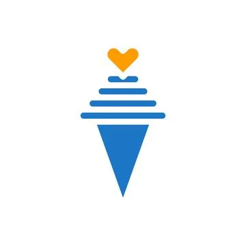 Ice cream love icon solid blue orange style valentine illustration symbol p.. 스톡 일러스트