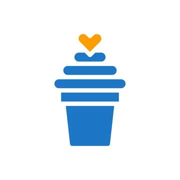 Ice cream love icon solid blue orange style valentine illustration symbol p.. Stockillustratie