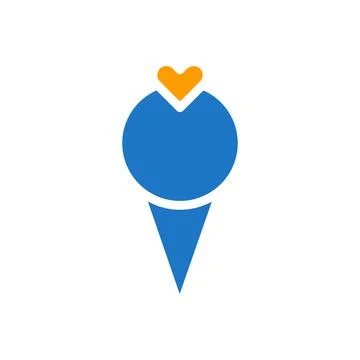Ice cream love icon solid blue orange style valentine illustration symbol p.. 스톡 일러스트
