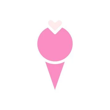 Ice cream love Icon solid pink white style valentine illustration symbol pe.. 스톡 일러스트