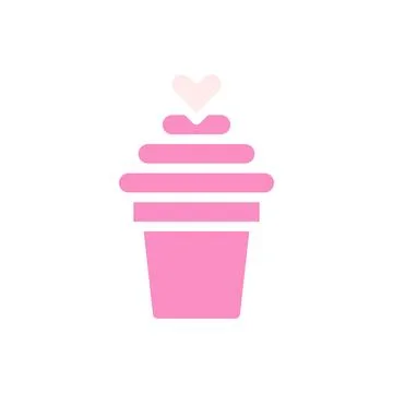 Ice cream love Icon solid pink white style valentine illustration symbol pe.. 스톡 일러스트
