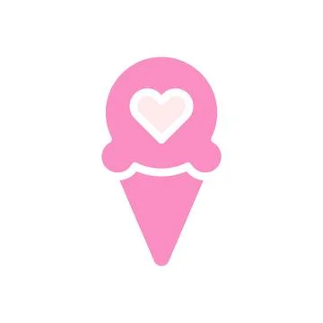 Ice cream love Icon solid pink white style valentine illustration symbol pe.. Stock Illustration