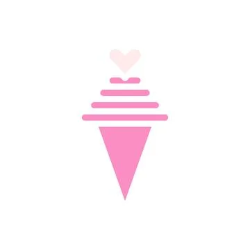 Ice cream love Icon solid pink white style valentine illustration symbol pe.. 스톡 일러스트