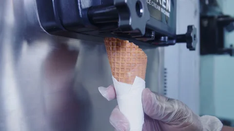 Ice cream machine for cooking and making delicious ice cream. Stock Footage 178998908