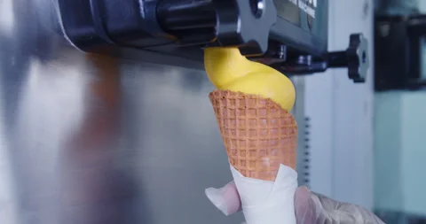 Ice cream machine for cooking and making delicious ice cream. Stock Footage 179001553