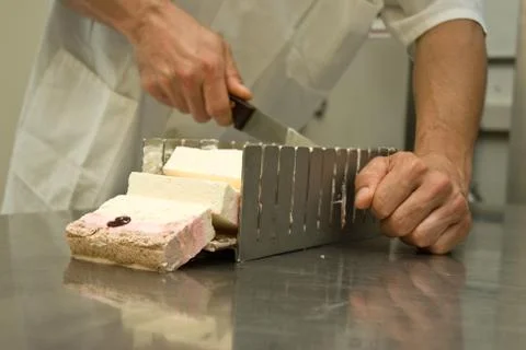 Ice-cream maker at work in his laboratory Stock Photos
