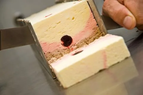Ice-cream maker at work in his laboratory Stock Photos
