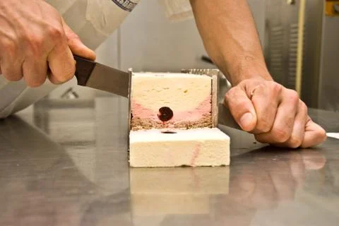 Ice-cream maker at work in his laboratory Stock Photos