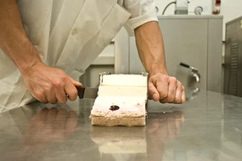 Ice-cream maker at work in his laboratory Stock Photos
