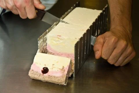 Ice-cream maker at work in his laboratory Stock Photos