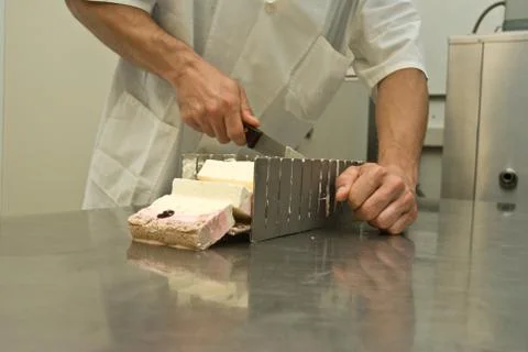Ice-cream maker at work in his laboratory Stock Photos
