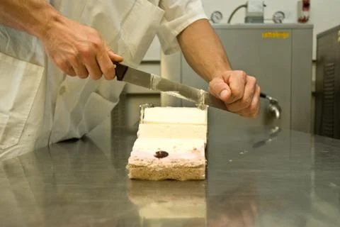 Ice-cream maker at work in his laboratory Stock Photos