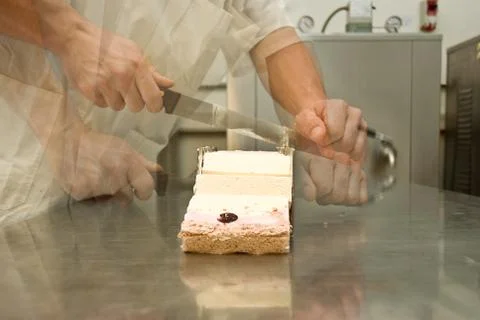 Ice-cream maker at work in his laboratory Stock Photos