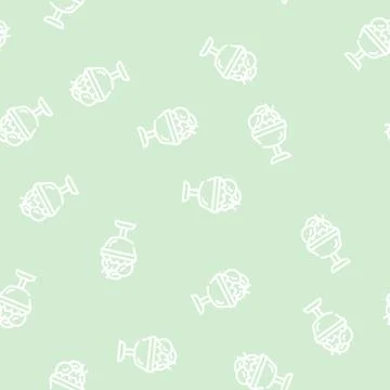 Ice cream mango line vector seamless pattern Stock Illustration