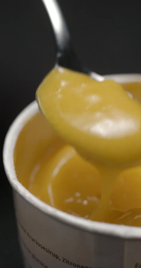 Ice cream mango melted slow motion, vertical view Stock-Footage 280521155