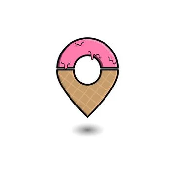 Ice cream map pointer vector design template illustration Stock Illustration