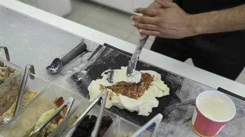Ice Cream Marble Slab 스톡 동영상 249473732
