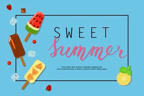 Ice-cream menu banner Stock Illustration