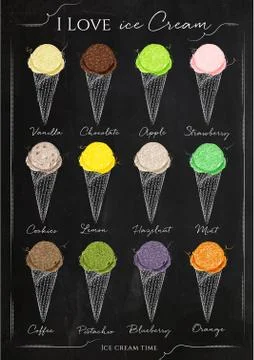 Ice cream menu chalk Stock Illustration