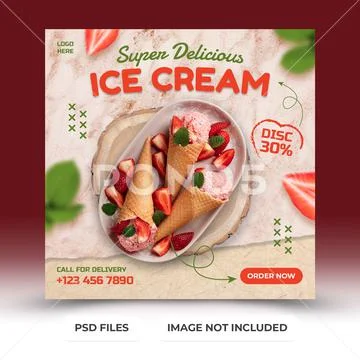 Ice cream  menu social media post Modello PSD