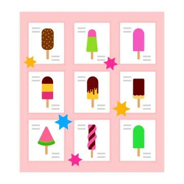 Ice cream menu vector icon flat isolated illustration Stock Illustration