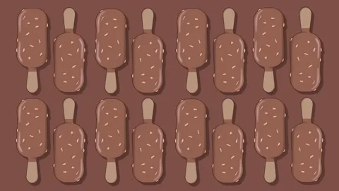 Ice cream moving animation. 2D animation of ice-creams on a brown background. Stock Footage 195485373